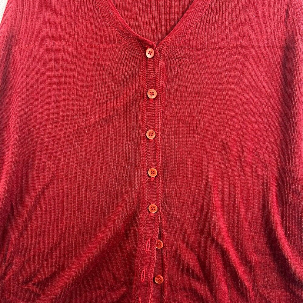 Maggie McNaughton Vest Sweater Buttoned Red 2X V-Neck Sleeveless - Picture 4 of 4
